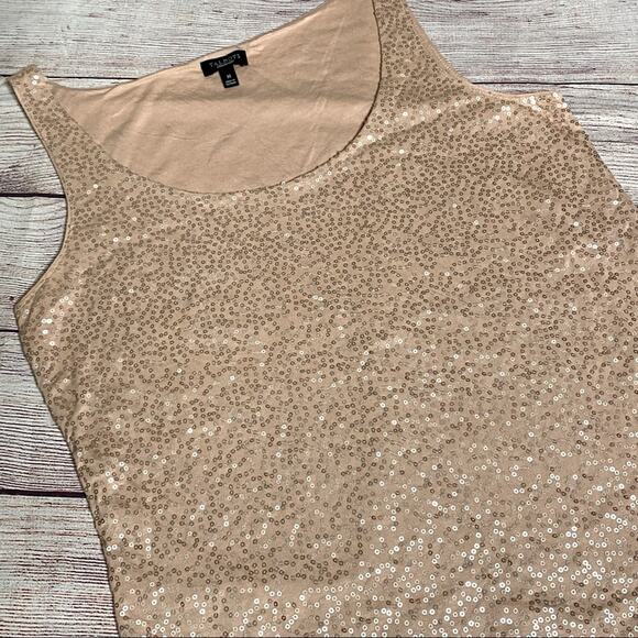 Talbots Sequin Tank Top Women’s Medium Light Peach Lined Scoop Neck Dress Casual - Picture 2 of 10